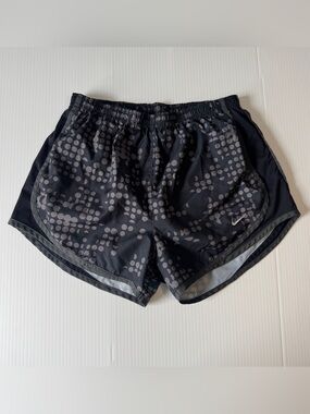 Nike Dri-FIT Tempo Running Shorts Black Gray Abstract Y2K Athletic Gym Workout S